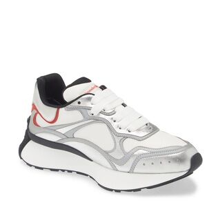 Alexander McQueen White and Silver Sneakers